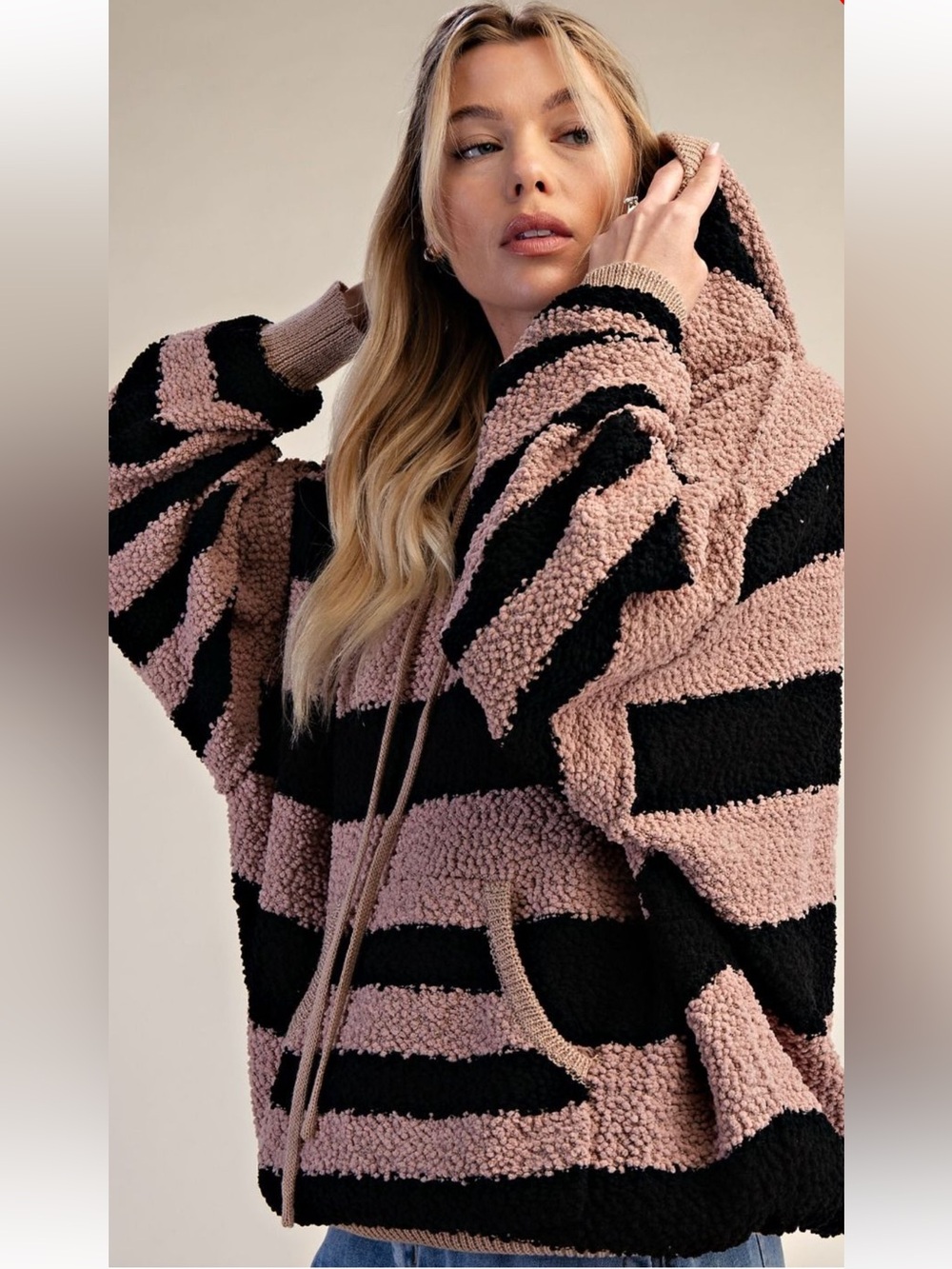 428 1 left EASEL STRIPE PATTERN SWEATER HOODED PULLOVER
WIDE HORIZONTAL STRIPES